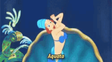 a cartoon of a mermaid with the word aquata written above her