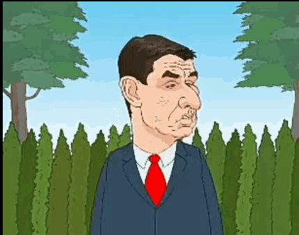 a cartoon drawing of a man in a suit and tie