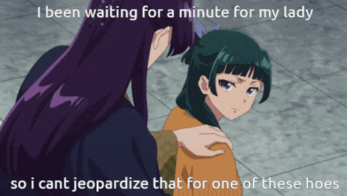 a cartoon of a girl with a caption that says i been waiting for a minute for my lady