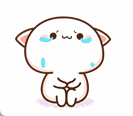 a cute cartoon cat is crying with a tear running down its face .