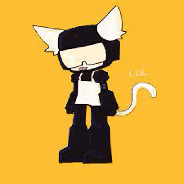 a cartoon character with a cat 's tail and ears .