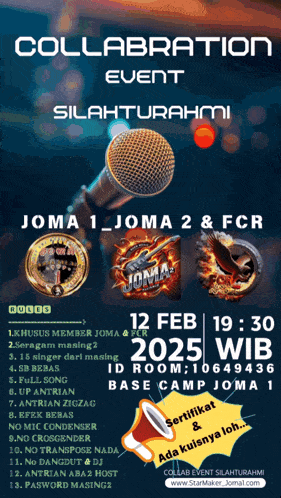 a poster for a labra event with a microphone and joma on it
