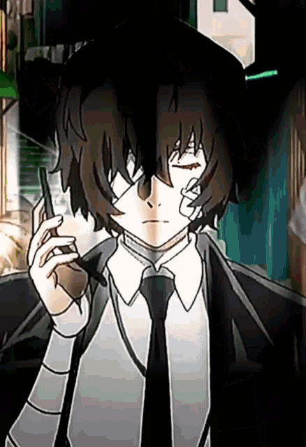 a cartoon character with bandages on his face is smoking a cigarette