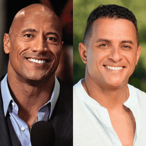 a man with a microphone next to another man
