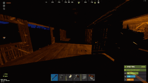 a screenshot of a video game shows a person holding a gun in a dark room