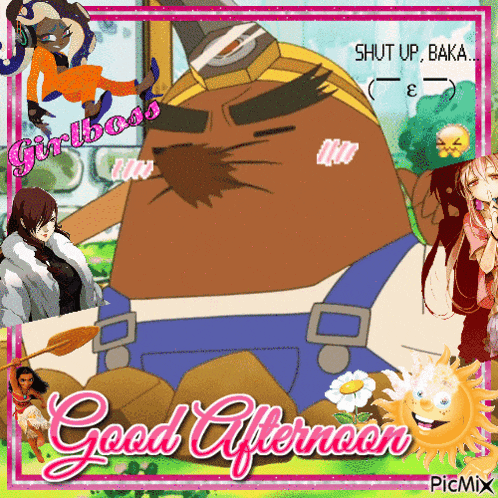 a picture of a cartoon character with the words good afternoon on the bottom