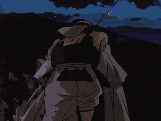 a cartoon drawing of a man holding a sword