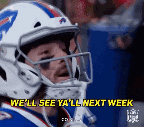 a football player is wearing a helmet and says `` we 'll see ya 'll next week '' .