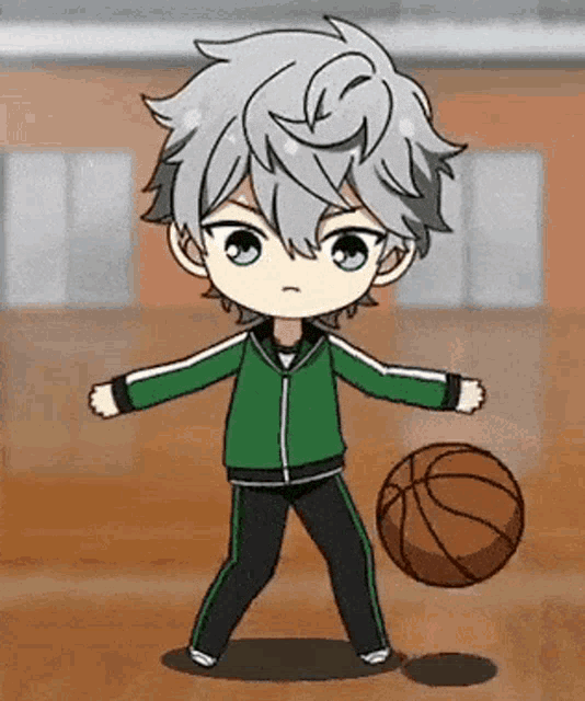 a cartoon character is holding a basketball in his hands .