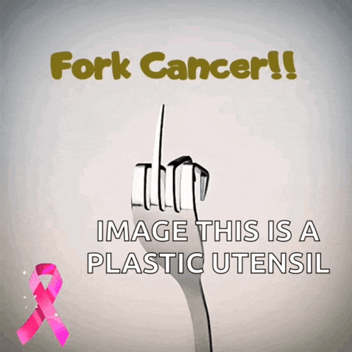 a picture of a fork that says fork cancer