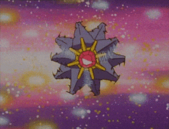 a cartoon drawing of a purple star with a red center