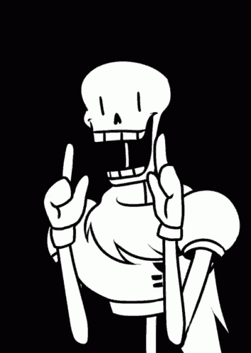 a black and white drawing of a skeleton making a peace sign with his fingers .