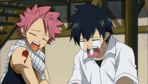 a couple of anime characters one of which has a tattoo on his arm