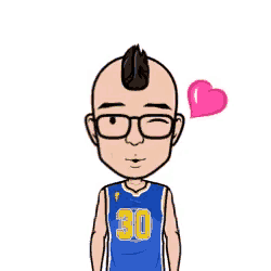 a cartoon of a man wearing a blue jersey with the number 30 on it