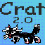 a pixel art of a black cat with the words crat 2.0 written above it