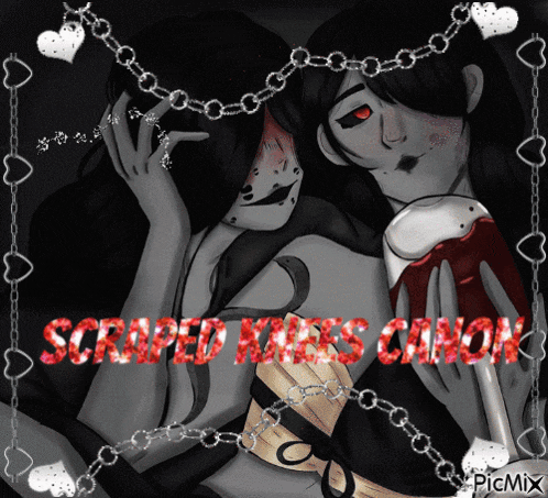 a picture of a couple with the words scraped kisses canon written on it
