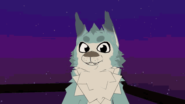 a cartoon drawing of a wolf with a big smile on its face