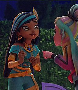 two cartoon characters are standing next to each other and giving each other high fives .