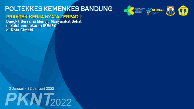a blue background with the words poltekkes kemenkes bandung written on it