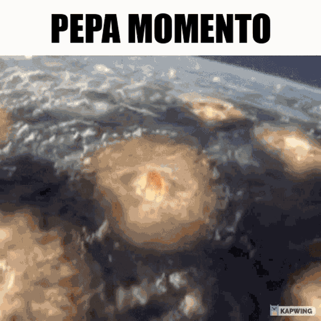 a picture of a hurricane from space with the words pepa momento written on the bottom .