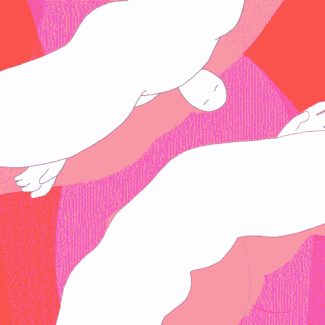 a blue and white drawing of a person reaching out
