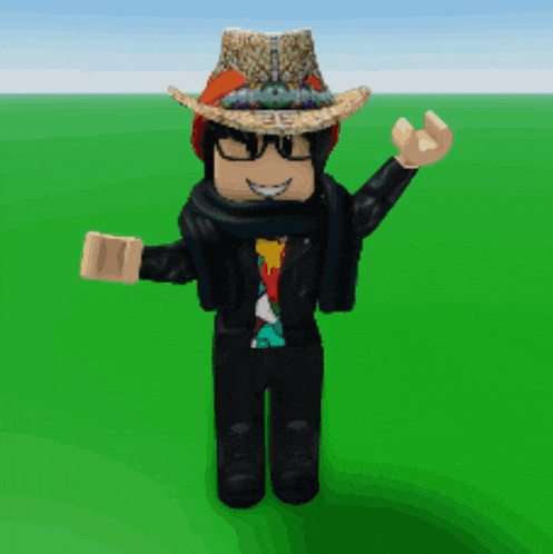 a cartoon character wearing a cowboy hat and glasses