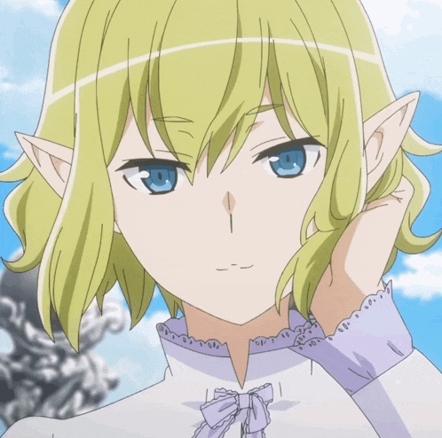 a girl with blonde hair and blue eyes is wearing a white shirt with a bow