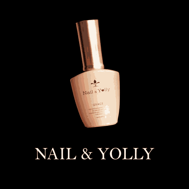 a bottle of nail & yolly grace is displayed on a black background