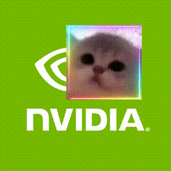 a nvidia logo with a picture of a cat in the middle