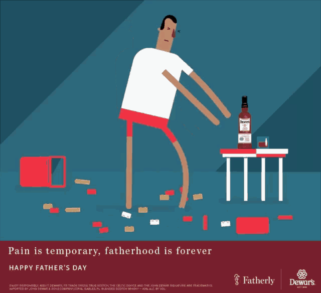 a poster for father 's day with a man playing with lego