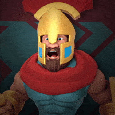 a cartoon character with a sword and shield
