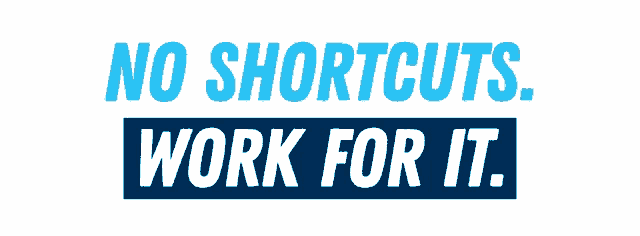 a blue and white sign says no shortcuts work for it