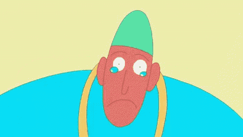 a cartoon of a man wearing a green hat and a blue shirt is crying .