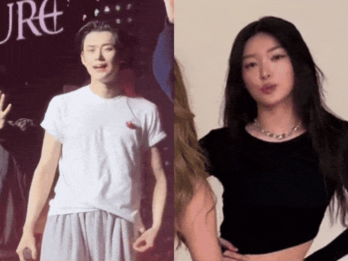 a man in a white t-shirt and a woman in a black crop top are standing next to each other