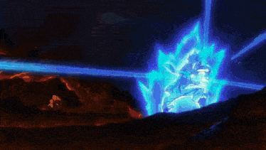 a blue light is coming out of a person 's chest .