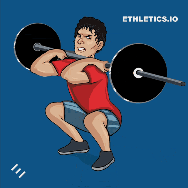 a cartoon of a man on a treadmill with athletics.io on the bottom right
