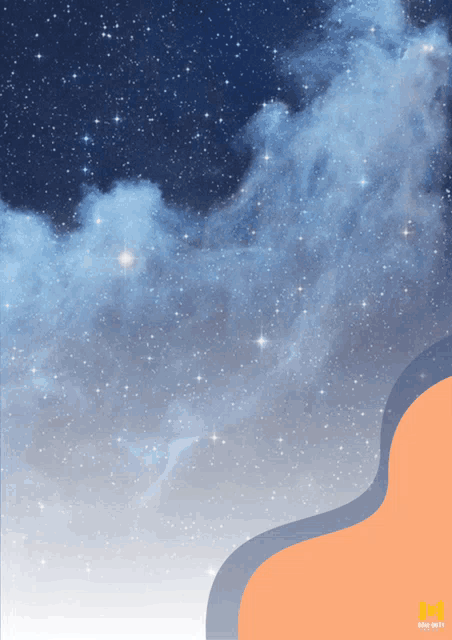 a picture of a starry night sky with the letters m on the bottom left corner