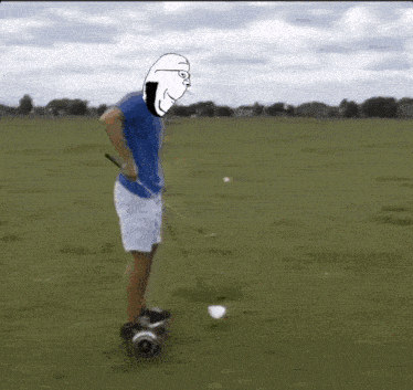 a man is riding a hover board on a golf course .