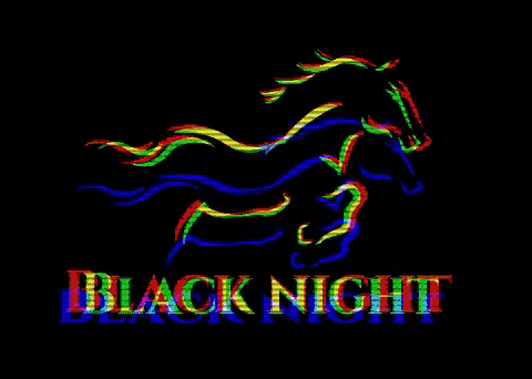 a black night logo with a colorful horse