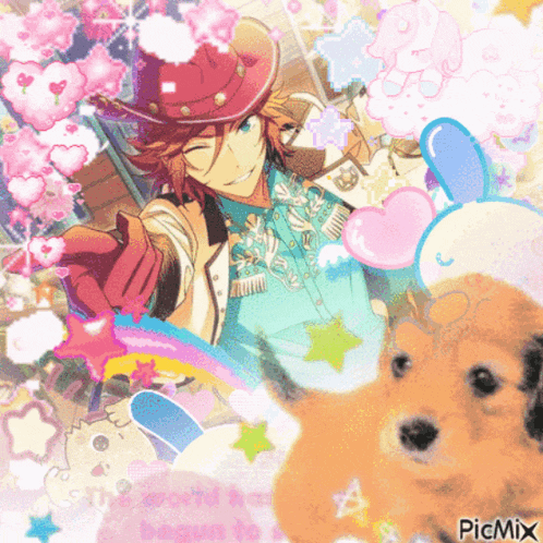 a picture of a cowboy and a dog with the words picmix at the bottom