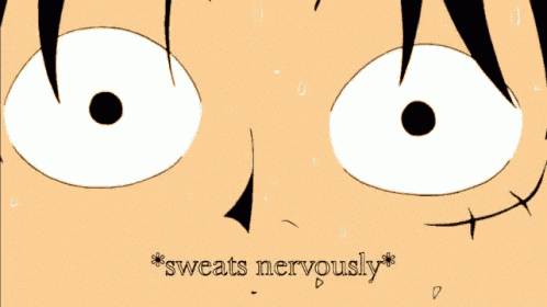 a close up of a person 's eyes with the words sweats nervously written below them