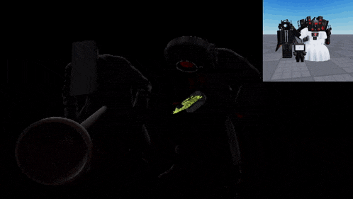 a silhouette of a man in a gas mask holding a sword