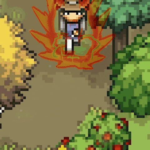 a pixel art drawing of a man standing in a field