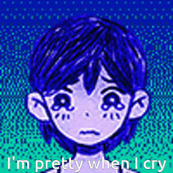 a pixel art of a girl crying with the words `` i 'm pretty when i cry ''