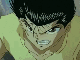a close up of a cartoon character 's face with a yellow shirt on