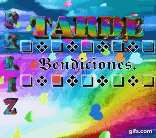 a rainbow colored background with the words bendiciones written on it