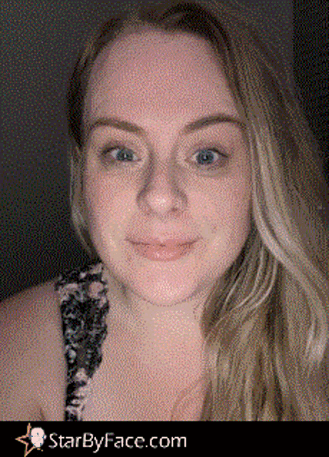 a woman 's face is shown with the website starbyface.com at the bottom