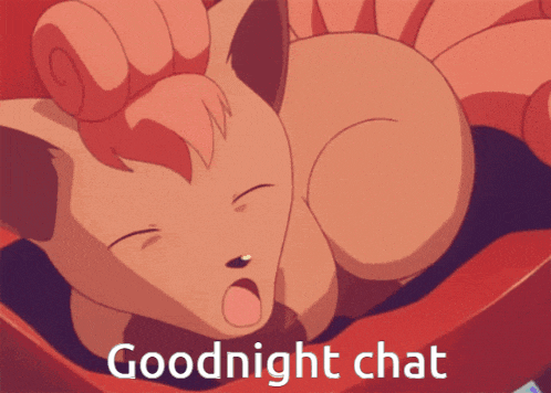 a picture of a cat sleeping with the words goodnight chat above it