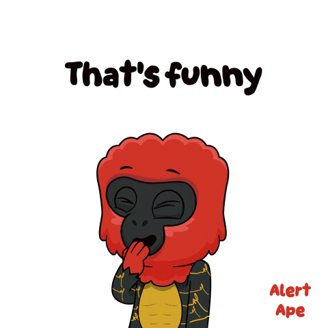 a cartoon of a gorilla with the words that 's funny alert ape