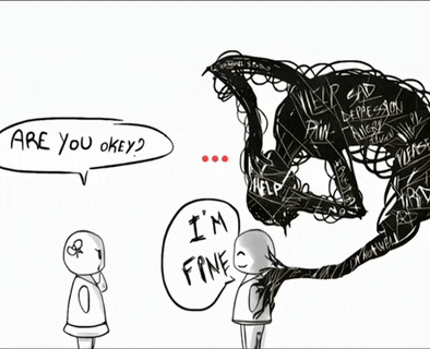 a drawing of a person asking if they are ok